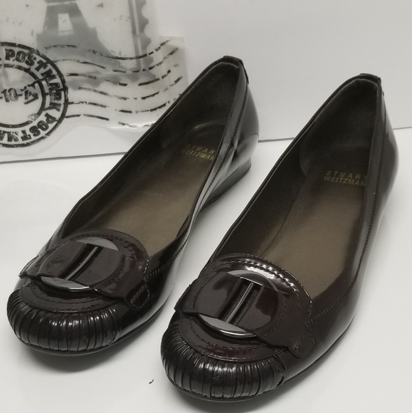 Stuart Weitzman brown silver buckle loafers - Picture 2 of 8